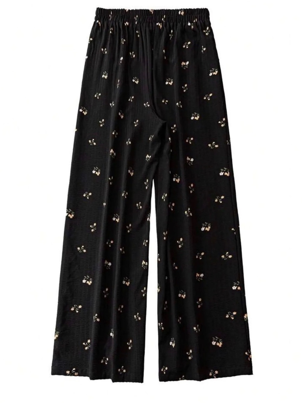 SHEIN Black Wide-Leg Floral Palazzo Pants